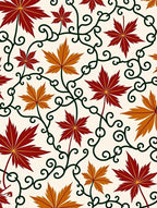 Red Orange Maple Leaf Swirls Rug