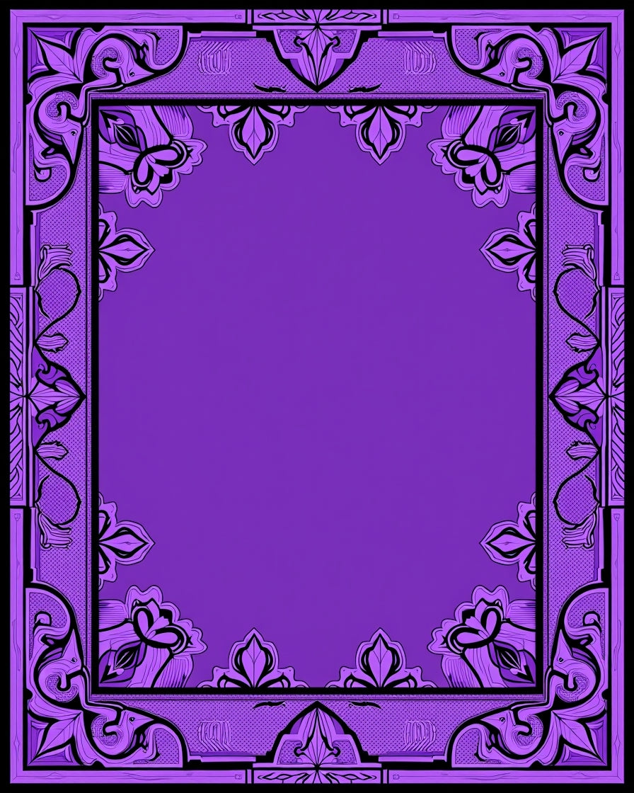 Regal Violet Floral Bordered Rug