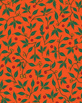 Vibrant Orange Green Leaf Berry Rug