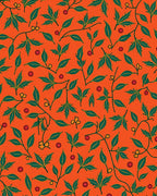 Vibrant Orange Green Leaf Berry Rug