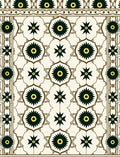 Cream Green Floral Starburst Medallion Rug
