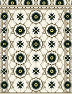 Cream Green Floral Starburst Medallion Rug