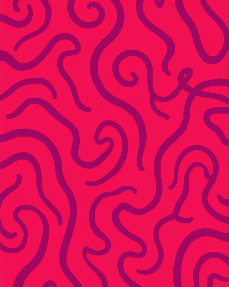 Vibrant Magenta Swirl Line Rug