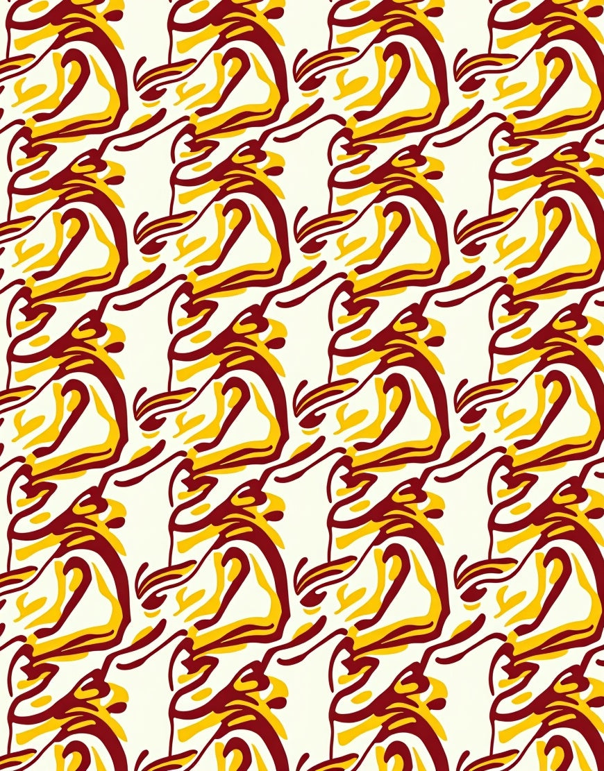 Crimson Yellow Swirl Abstraction Rug