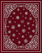 Deep Red Snowflake Medallion Border Rug
