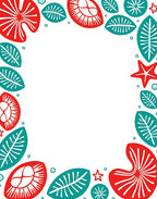 Coral Teal Abstract Floral Frame Rug