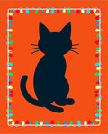 Black Cat Orange Festive Lights Rug