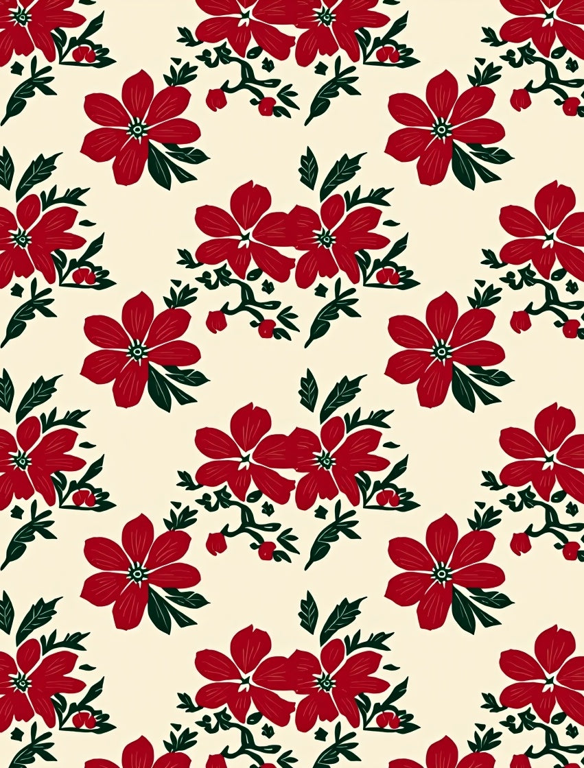 Crimson Floral Sprig Cream Rug