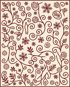 Crimson Vines with Snowflakes and Spirals Rug