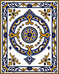Royal Blue and Gold Medallion Arabesque Rug