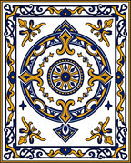 Royal Blue and Gold Medallion Arabesque Rug