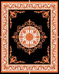 Orange Floral Medallion Black Rug