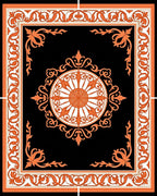 Orange Floral Medallion Black Rug