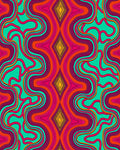 Vibrant Teal Pink Orange Diamond Waves Rug