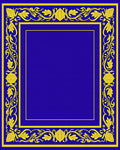 Royal Blue Yellow Floral Border Rug
