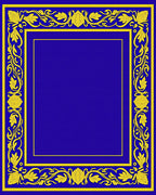 Royal Blue Yellow Floral Border Rug