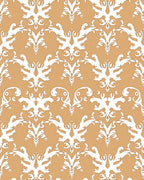 White Ornate Scrollwork Damask Rug
