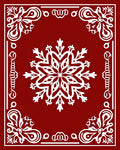 Crimson Red Snowflake Medallion Border Rug