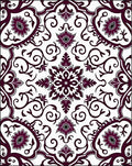 Deep Plum Floral Medallion Scrollwork Rug