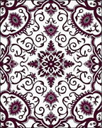 Deep Plum Floral Medallion Scrollwork Rug