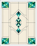 Green Teal Geometric Glass Panel Rug