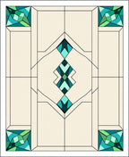Green Teal Geometric Glass Panel Rug