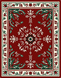 Crimson Bloom Botanical Border Design Rug