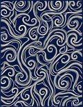 Navy Cream Swirling Abstract Lines Rug