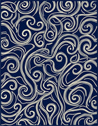 Navy Cream Swirling Abstract Lines Rug