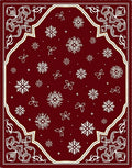 Deep Red Snowflake Winter Wonderland Rug