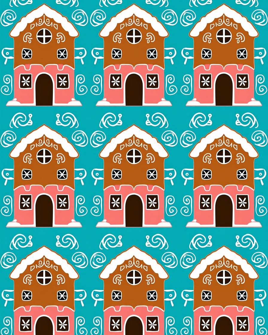 Whimsical Gingerbread Houses Teal Rug