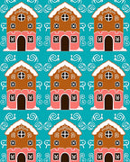 Whimsical Gingerbread Houses Teal Rug