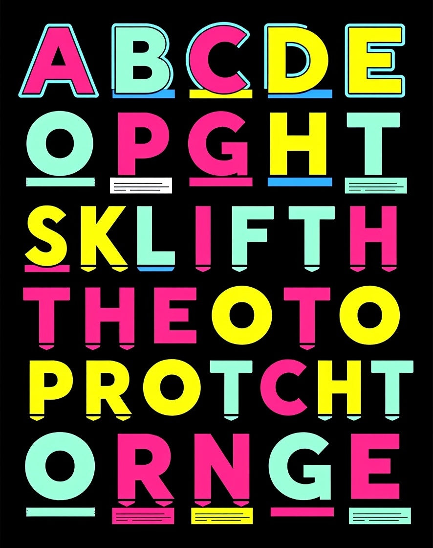 Retro Typography Pop Art Alphabet Rug