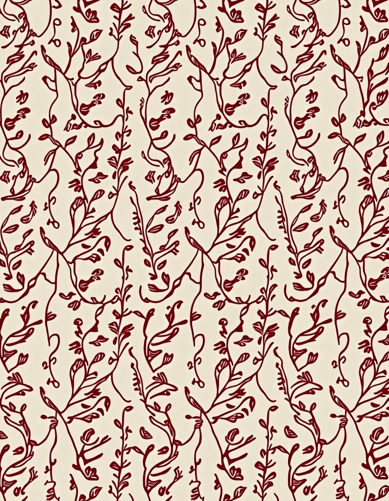 Deep Red Vine Scroll Rug