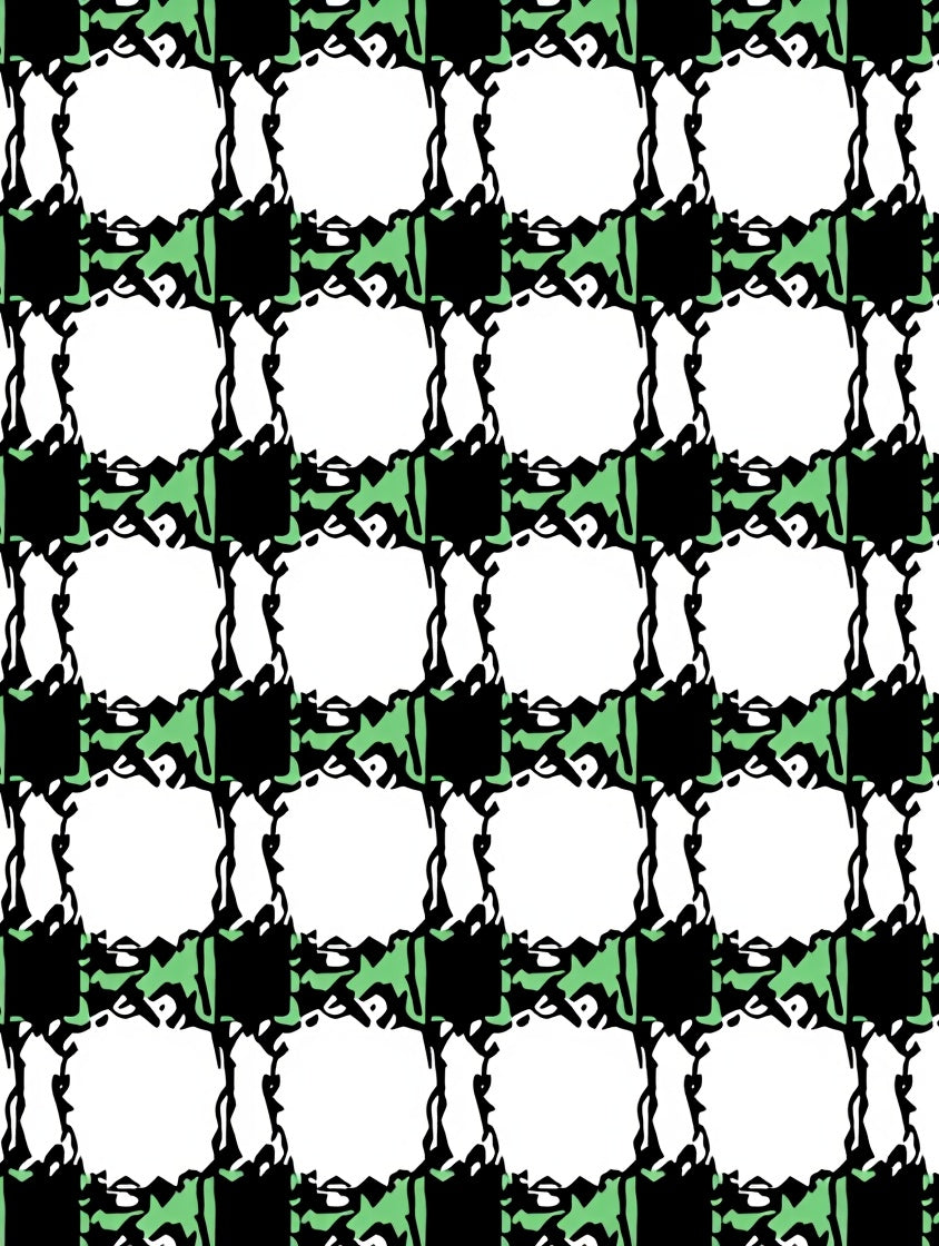 Rough Black Green White Plaid Squares Rug