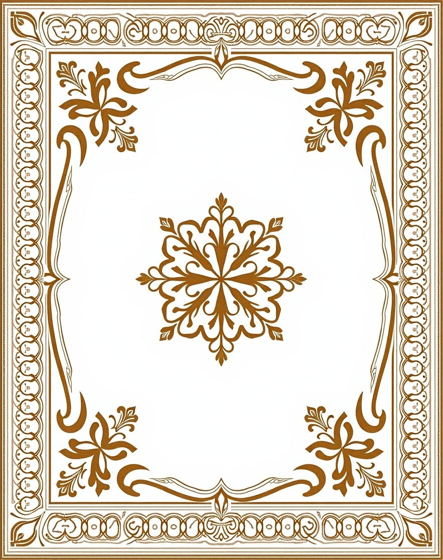 Brown Ornate Floral Medallion Border Rug