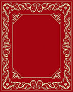 Crimson Golden Floral Scroll Border Rug
