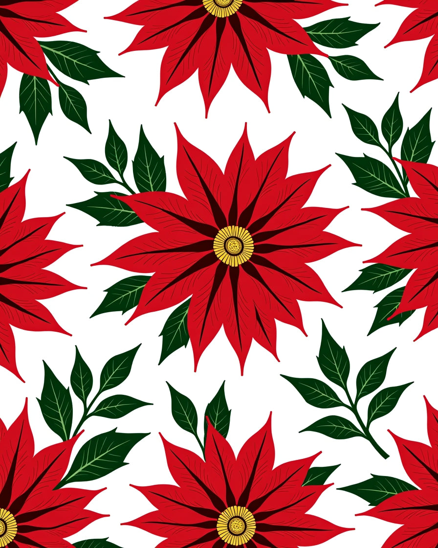 Red Poinsettia Floral Botanical Rug