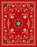 Crimson Poinsettia Swirl Ornament Rug