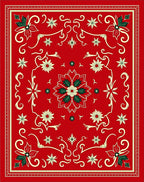 Crimson Poinsettia Swirl Ornament Rug