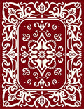 Deep Red Ivory Filigree Floral Medallion Rug