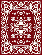 Deep Red Ivory Filigree Floral Medallion Rug