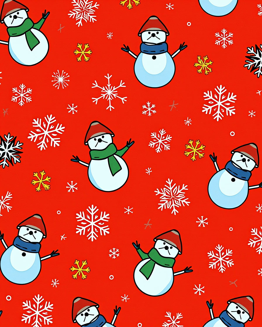Festive Snowman Snowflake Scatter Rug