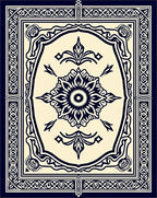 Deep Navy Floral Medallion Frames Rug