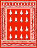 Bright Red Christmas Tree Border Rug