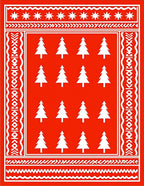 Bright Red Christmas Tree Border Rug