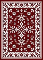 Deep Red White Floral Medallion Traditional Rug