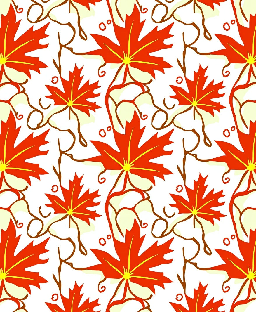 Autumn Red Maple Leaf Vine Rug