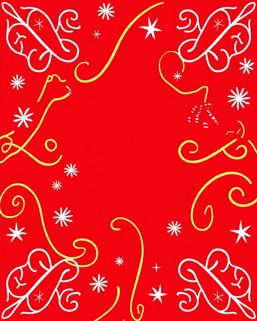 Crimson Red White Yellow Swirls Stars Rug