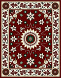 Deep Red Floral Medallion Arrangement Rug